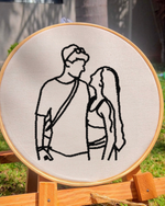 Quadro bordado com foto contorno