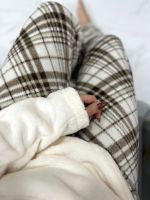 Par Pijamas Casal Fleece - Marrom quadriculado
