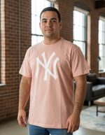 Camiseta Plus Size New Era Ny Masculina Rosa