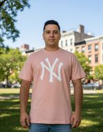 Camiseta Plus Size New Era Ny Masculina Rosa