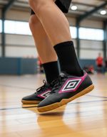 Chuteira Infantil Umbro Futsal Cannon Jr Preto/cinza/rosa