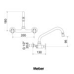 Misturador Meber Nya C-22 Cromado Cozinha Pared 3003 Ba Aa