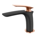 Monocomando de bancada para banheiro bica baixa Lexxa Bagno Evoq Black/Rosé Gold