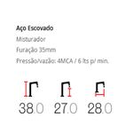 Monocomando de bancada para cozinha Lexxa Bagno Frame Aço Escovado