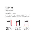Monocomando de bancada para banheiro bica alta Lexxa Bagno Evoq Rosé Gold
