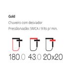 Chuveiro Quadrado com Desviador Lexxa Bagno LX4107G Dourado