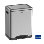 Lixeira Inox com Pedal Tramontina Quadratta Plus Dupla com Acabamento Scotch Brite