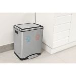 Lixeira Inox com Pedal Tramontina Quadratta Plus Dupla com Acabamento Scotch Brite