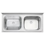 Tanque Duplo Tramontina Hera Duo Plus 2C 34 + 37 L em Aço Inox Acetinado 120x55 cm com 2 válvulas