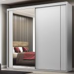 Guarda Roupa Casal 2 Portas MDF Ripado com Espelho Imperium Belmax Branco