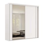 Guarda Roupa Casal 2 Portas MDF Ripado com Espelho Imperium Belmax Branco