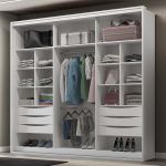 Guarda Roupa Casal 2 Portas MDF Ripado com Espelho Imperium Belmax Branco