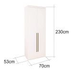 Guarda Roupa Modular 2 Portas com Cabideiros MDF 70 cm Lotus Belmax Branco