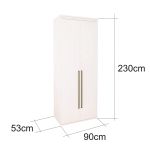 Guarda Roupa Modular 2 Portas com Prateleiras MDF 90 cm Lotus Belmax Branco