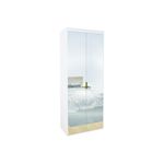 Guarda Roupa Modular 2 Portas Espelho com Prateleiras 90 cm Lotus Belmax Branco