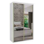 Guarda Roupa Solteiro 2 Portas de Espelho 1,38 m Lotus Belmax Branco