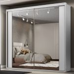 Guarda Roupa Casal 2 Portas Espelho Ripado 2,07 m Imperium Belmax Branco