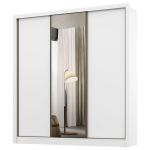 Guarda Roupa Casal com Espelho 3 Portas de Correr Champ Belmax Branco