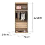 Closet Modulado Sem Portas com Gavetas 70 cm MDF Lotus Belmax Carvalho