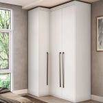 Guarda Roupa de Canto Reto 3 Portas MDF Lotus Belmax Branco