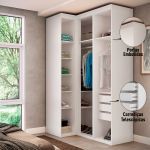 Guarda Roupa de Canto Reto 3 Portas MDF Lotus Belmax Branco