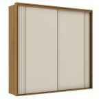 Guarda Roupa Casal 2 Portas MDF Ripado 2,07 m Imperium Belmax Freijó/Off White