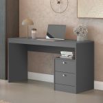 Escrivaninha Mesa com Gaveteiro 2 Gavetas MDF Funzionale Belmax Titânio