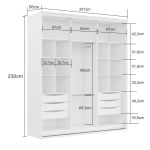 Guarda Roupa Casal 2 Portas MDF Ripado com Espelho Imperium Belmax Freijó