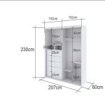 Guarda Roupa Ripado com Espelho MDF 2 Portas  2,07m Autes Belmax Titânio/Preto
