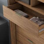 Guarda Roupa Ripado com Espelho MDF 2 Portas  2,07m Autes Belmax Titânio/Preto