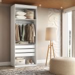 Closet Modulado Sem Portas com Gavetas 70 cm MDF Lotus Belmax Branco