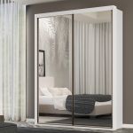 Guarda Roupa Solteiro MDF 2 Portas Espelho 170 cm Qualitá Belmax Branco