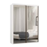 Guarda Roupa Solteiro MDF 2 Portas Espelho 170 cm Qualitá Belmax Branco