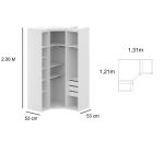 Guarda Roupa de Canto Obliquo Espelho 3 Portas MDF Lotus Belmax Branco