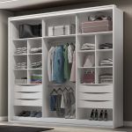 Guarda Roupa Casal 2 Portas2,42m Ripado com Espelho Imperium Belmax Branco