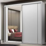 Guarda Roupa Casal 2 Portas2,42m Ripado com Espelho Imperium Belmax Branco