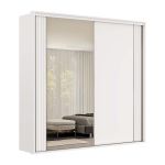 Guarda Roupa Casal 2 Portas2,42m Ripado com Espelho Imperium Belmax Branco