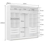 Guarda Roupa Casal 2 Portas2,42m Ripado com Espelho Imperium Belmax Carvalho/Off White