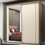 Guarda Roupa Casal 2 Portas2,42m Ripado com Espelho Imperium Belmax Carvalho/Off White
