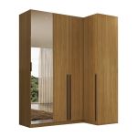 Guarda Roupa de Canto Reto 4 Portas Espelho Altezza Trend Belmax Freijó