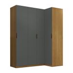 Guarda Roupa Canto Reto 4 Portas MDF Altezza Clean Belmax Freijó/Titânio