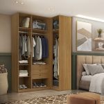 Guarda Roupa Canto Reto 4 Portas MDF Altezza Trend Belmax Freijó