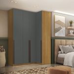 Guarda Roupa Canto Reto 4 Portas MDF Altezza Trend Belmax Freijó/Titânio