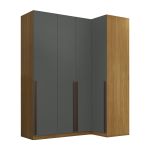 Guarda Roupa Canto Reto 4 Portas MDF Altezza Trend Belmax Freijó/Titânio
