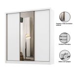 Guarda Roupa Casal com Espelho 3 Portas de Espelho Champ Belmax Branco