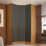 Guarda Roupa de Canto Obliquo 3 Portas MDF Altezza Trend Belmax Freijó/Titânio