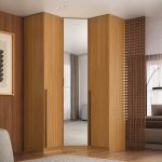 Guarda Roupa de Canto Obliquo Espelho 3 Portas MDF Altezza Trend Belmax Freijó