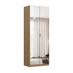 Guarda Roupa Modular 2 Portas Espelho com Gavetas 90 cm Altezza Trend Belmax Freijó