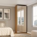 Guarda Roupa Modular 2 Portas Espelho com Prateleiras/Cabideiros 90 cm Altezza Trend Belmax Freijó