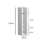Guarda Roupa Modular 2 Portas com Prateleiras/Cabideiros 90 cm Altezza Trend Belmax Freijó